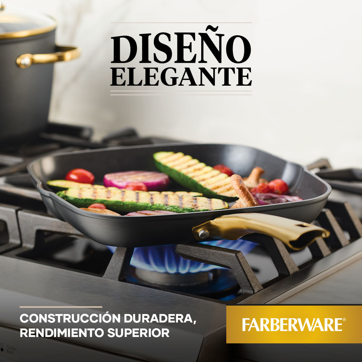 Plancha con Grill 27cm. Forged Induction. Aluminio forjado. Antiadherente Cerámico. Color Negro. Placa de Inducción. Farberware. img #7