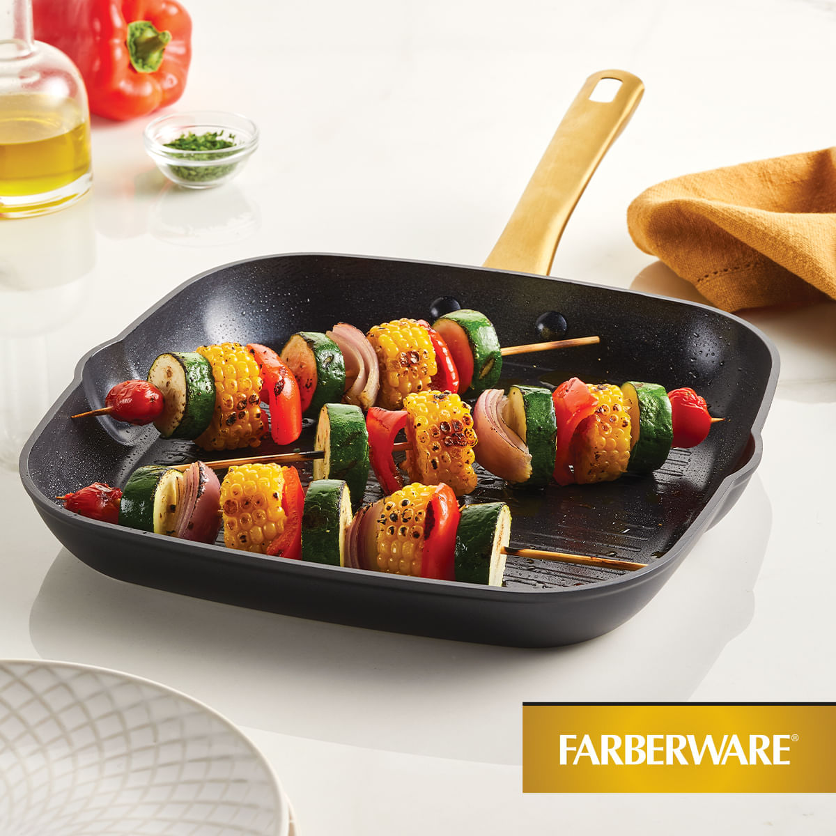 Plancha con Grill 27cm. Forged Induction. Aluminio forjado. Antiadherente Cerámico. Color Negro. Placa de Inducción. Farberware. img #5
