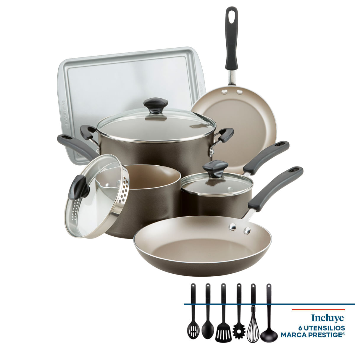 Juego de Ollas 15Pzs, antiad. DiamondMax® gris pewter, Cookstar Farberware img #1