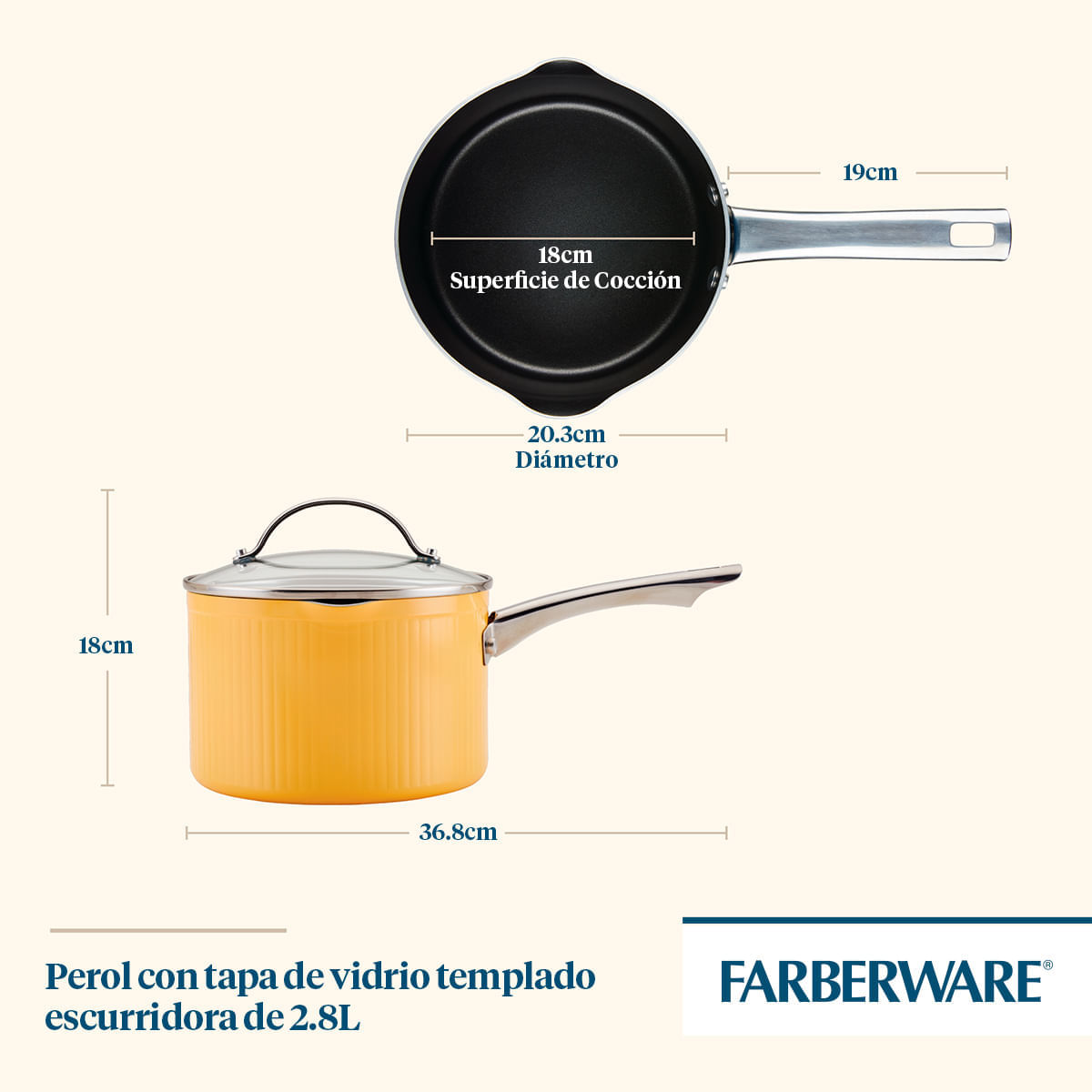 Perol antiadherente 18cm con tapa Farberware img #3