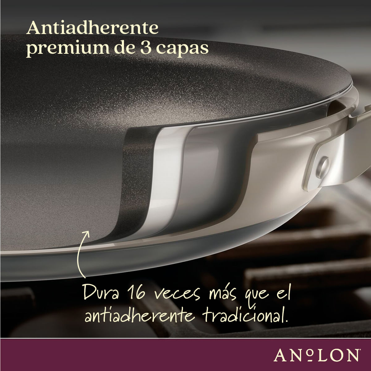 Olla 20cm con tapa de vidrio templado, anodizado duro antiadherente. Archieve Anolon img #4