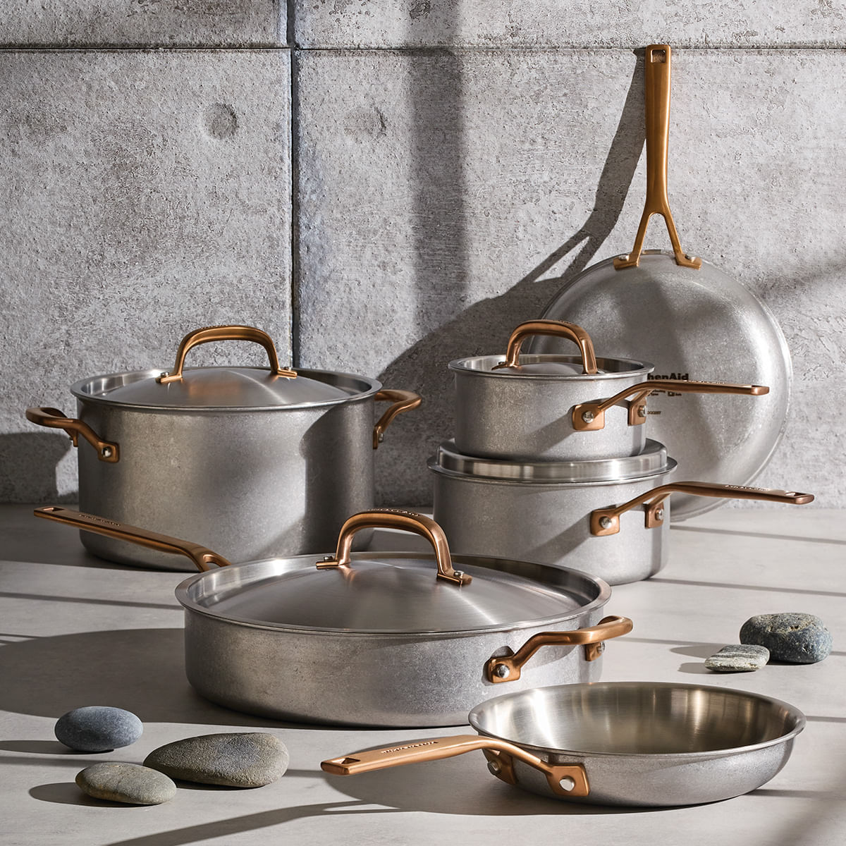 Juego de Ollas 10 pzs, Acero inoxidable 5 capas. StoneWash. KitchenAid img #1
