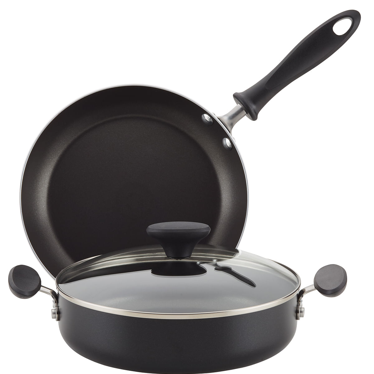 Set sartenes 25 cm con mango y 24cm con asas + tapa. Reliance. Negro Black. Farberware img #1