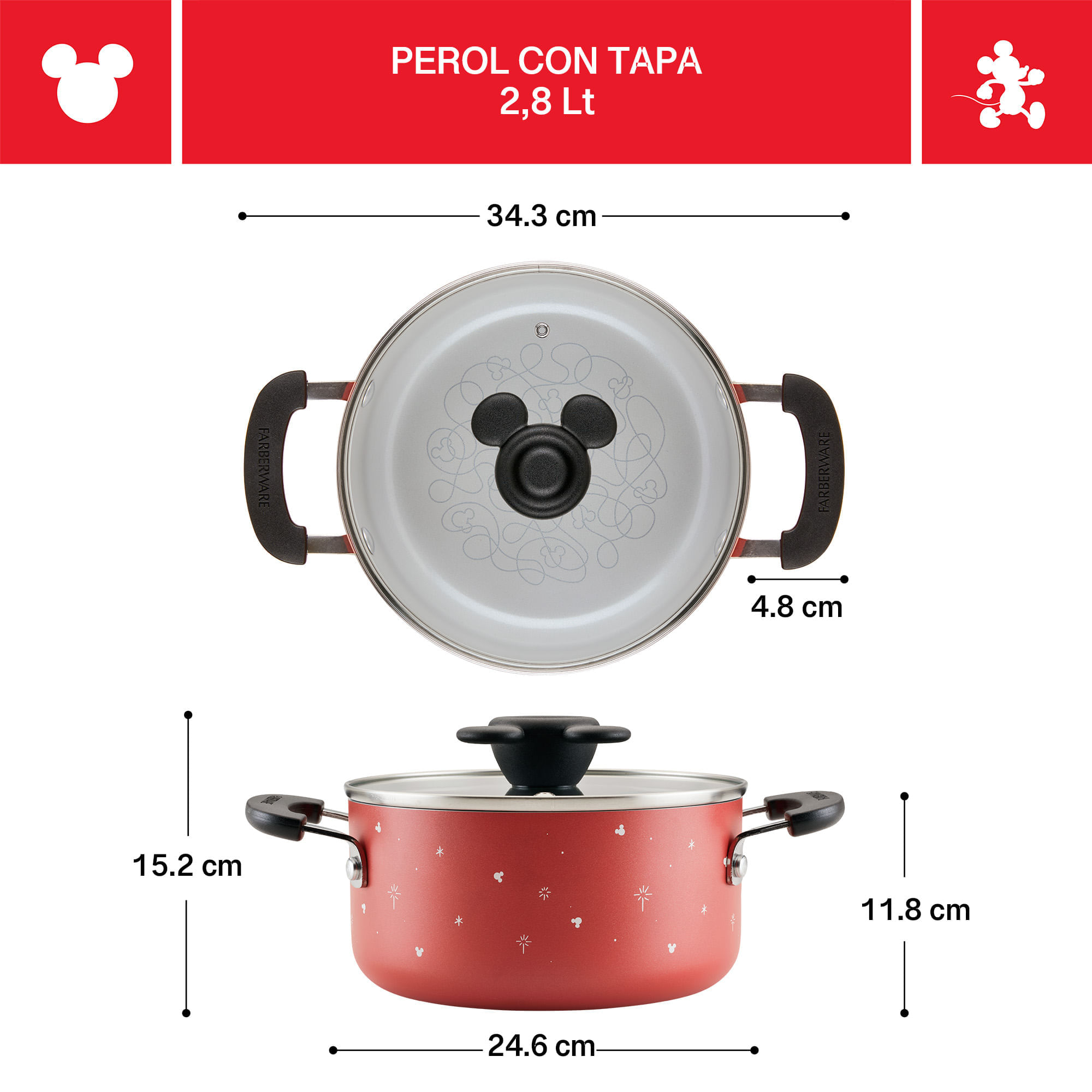 Olla con tapa, antiadherente cerámico. Colección Disney  Bon Voyage. Farberware img #4