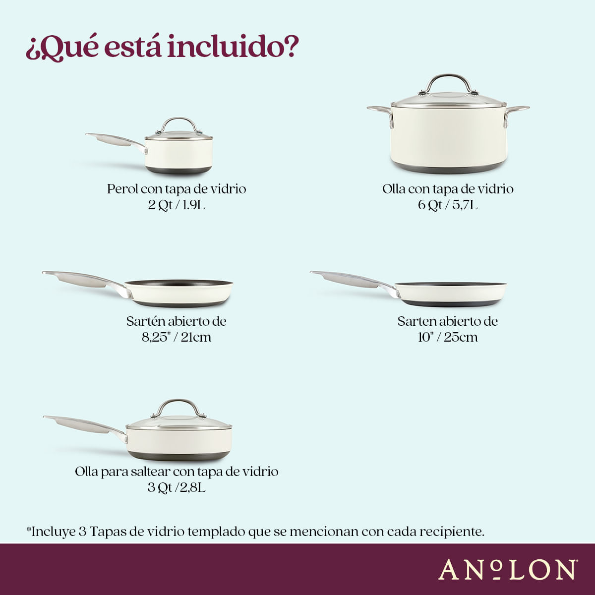 Juego de Ollas 8Pzs, antiadherente anodizado duro. Archieve Anolon img #4