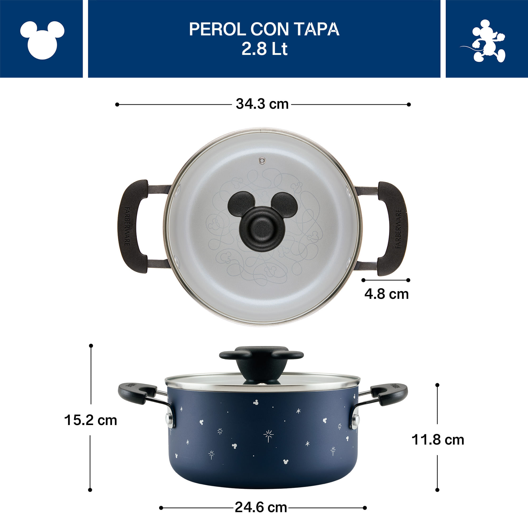Olla con tapa, antiadherente cerámico. Colección Disney  Bon Voyage. Farberware img #4