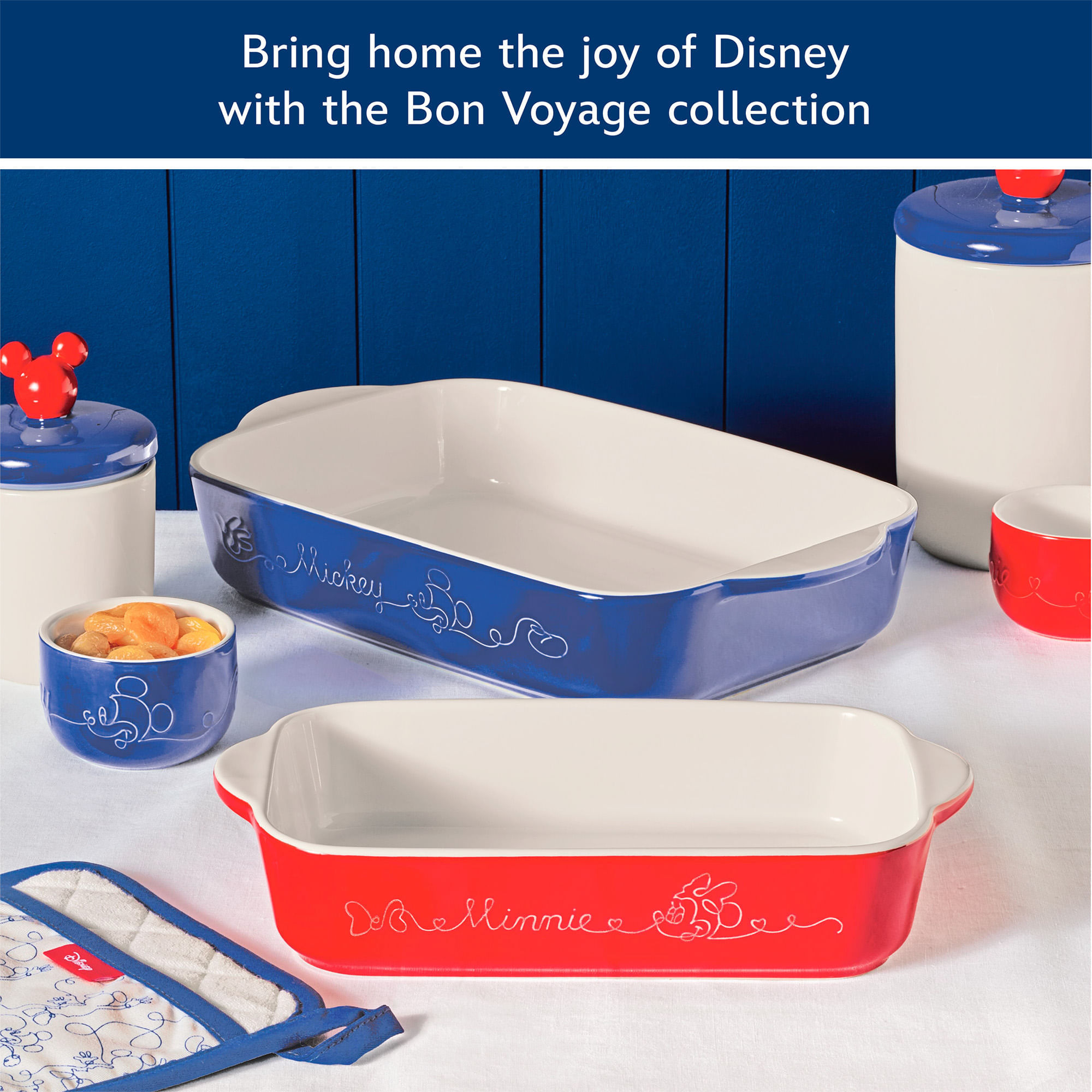 Set x 2 moldes para hornear en cerámica. Colección Disney Home Bon Voyage. Azul y rojo img #8