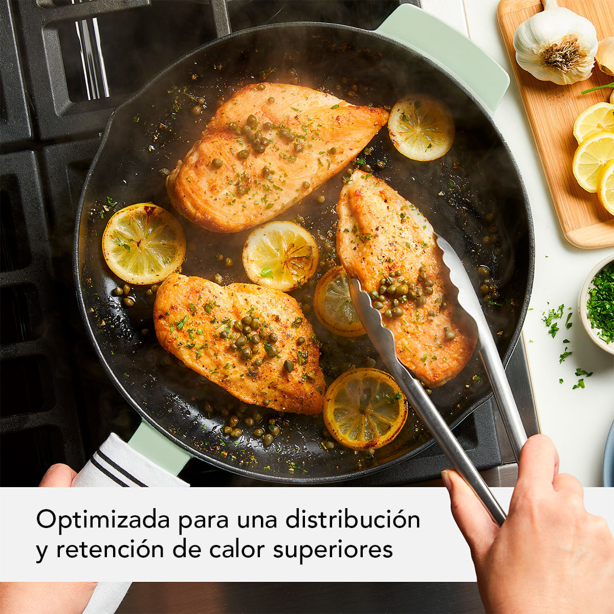 Sarten 30 cm con asa y picos vertedores, Hierro Fundido, Esmaltado. KitchenAid img #12