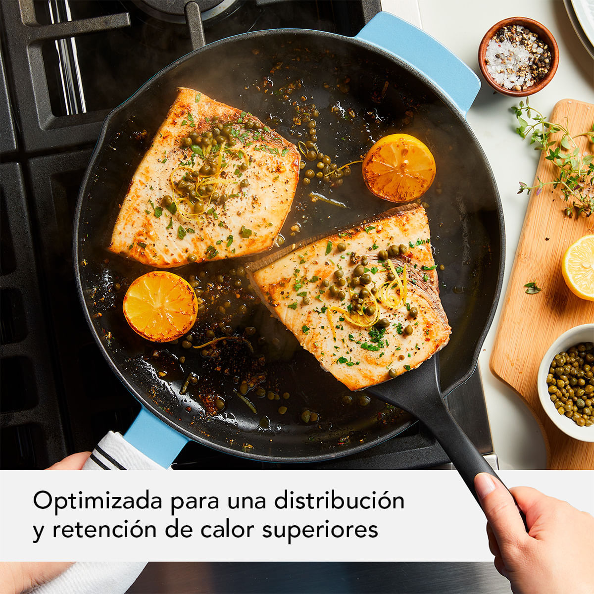 Sarten 30 cm con asa y picos vertedores, Hierro Fundido, Esmaltado. KitchenAid img #12
