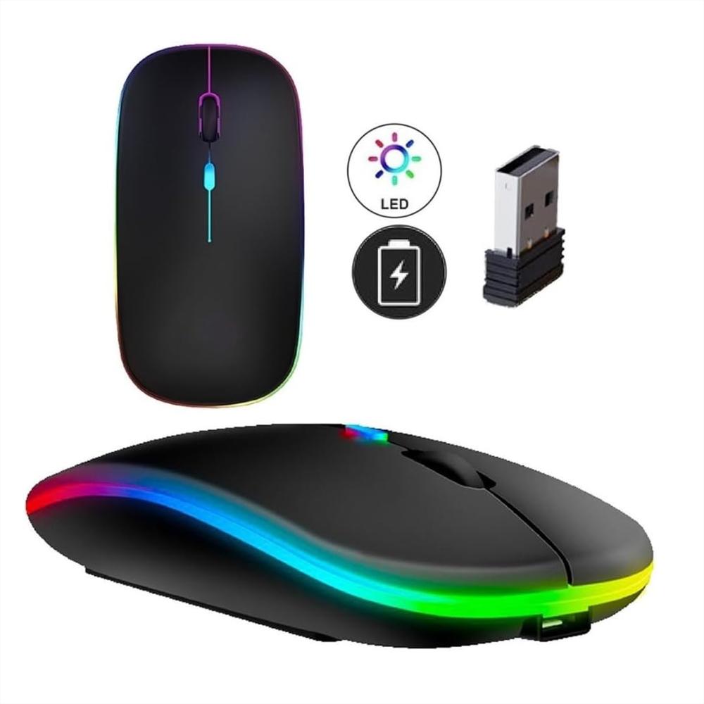 Mouse Bluetooth Inalambrico Recargable Dpi Ajustable Luz Led img #1