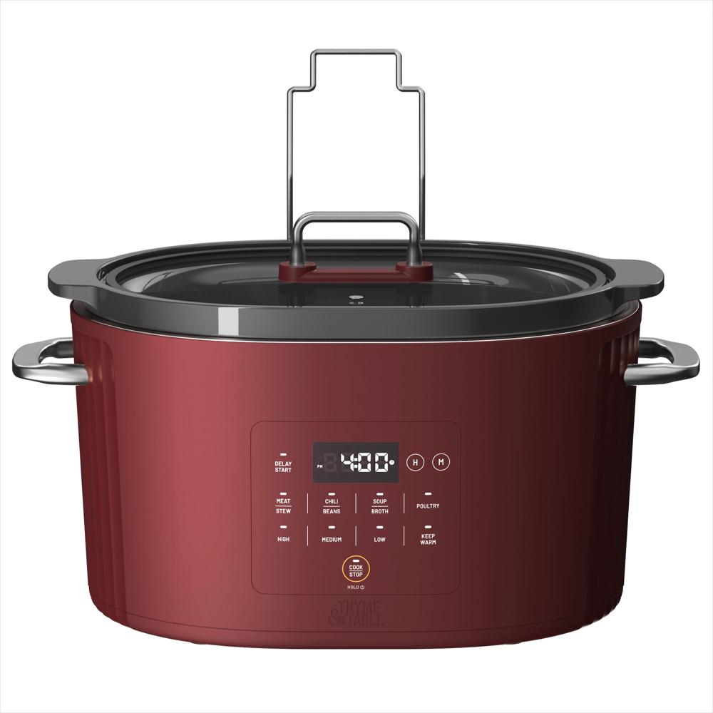 Olla De Cocción Lenta Thyme & Table 6Qt Programable Color Cabernet img #1