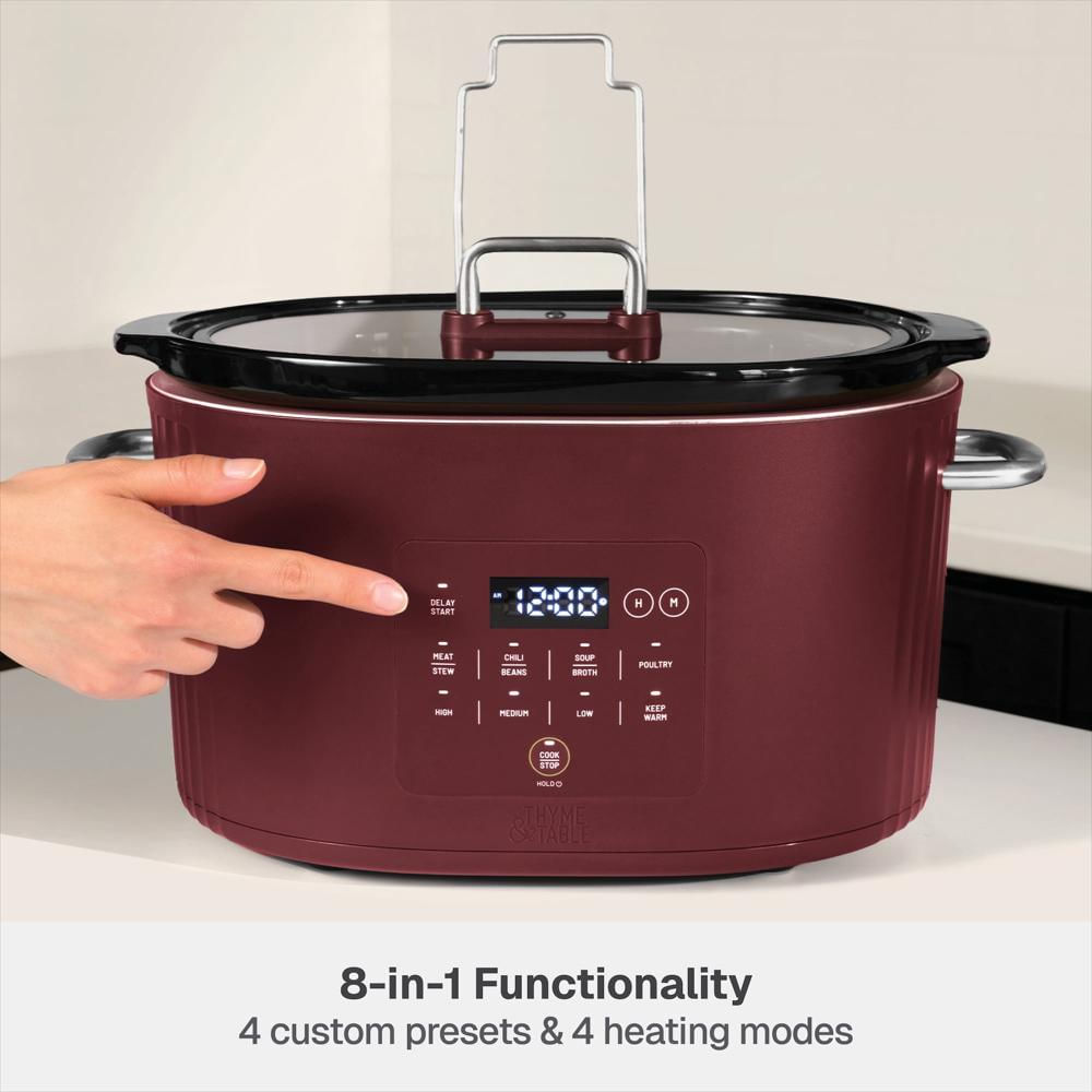 Olla De Cocción Lenta Thyme & Table 6Qt Programable Color Cabernet img #4