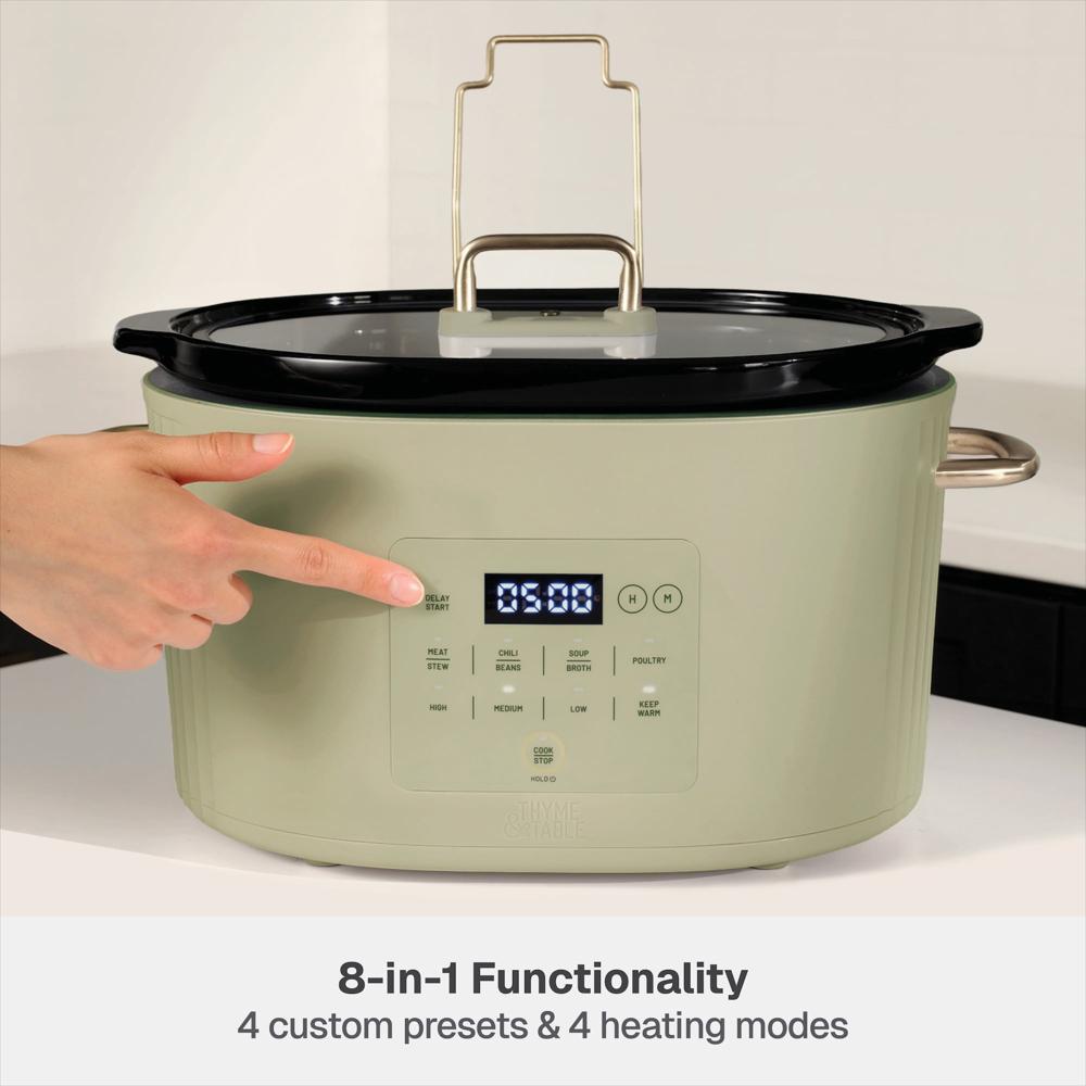 Olla De Cocción Lenta Thyme & Table 6Qt Programable Color Eucalyptus img #4