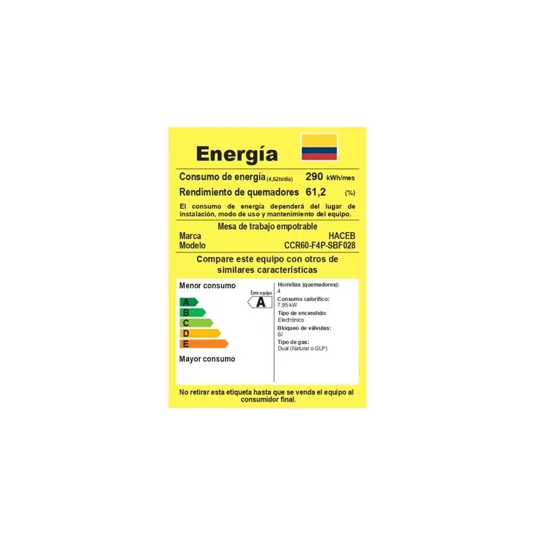 Estufa de Empotrar Haceb 4 Puestos 60x51 cm Gas Natural Cristal Negra img #10