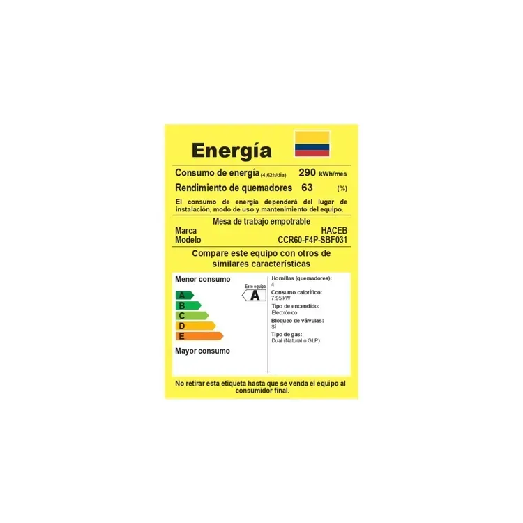 Estufa de Empotrar Haceb 4 Puestos 60x43 cm Gas Propano Cristal Negro img #10