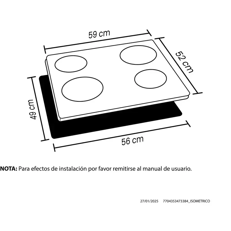 Estufa de Emportar Haceb 4 Puestos 60x51 cm Eléctrica Vitrocerámica 220V Negra img #2