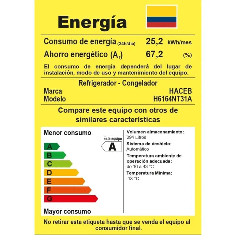 Nevera Haceb No Frost Congelador Superior 311 Litros Manija Externa Inverter N311 Titanio img #10