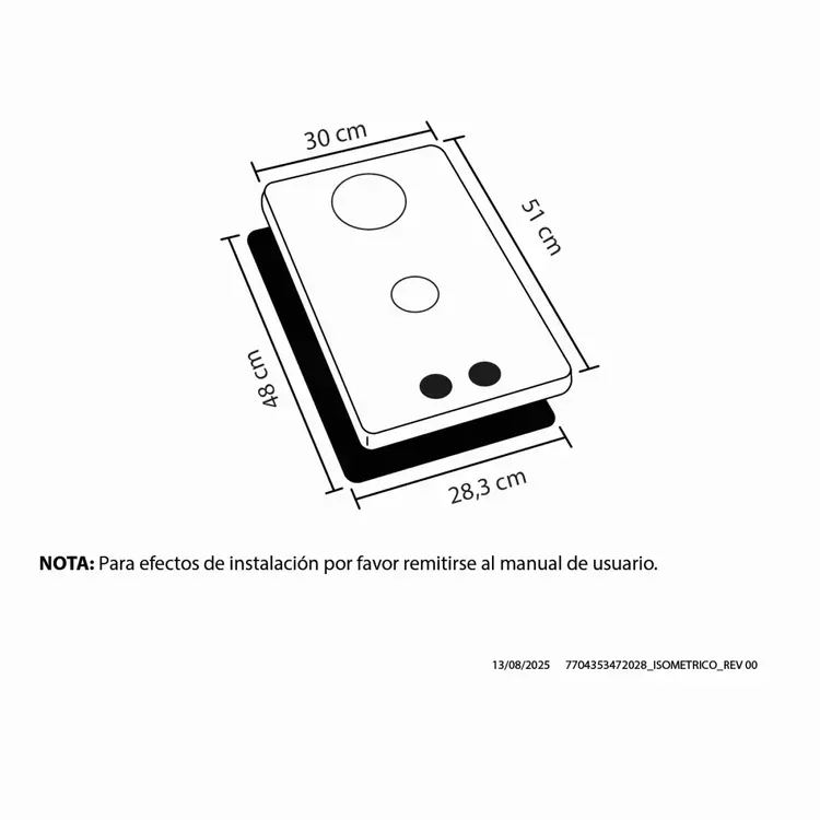 Estufa de Empotrar Haceb 2 Puestos 30 cm Gas Natural Cristal Negra img #2