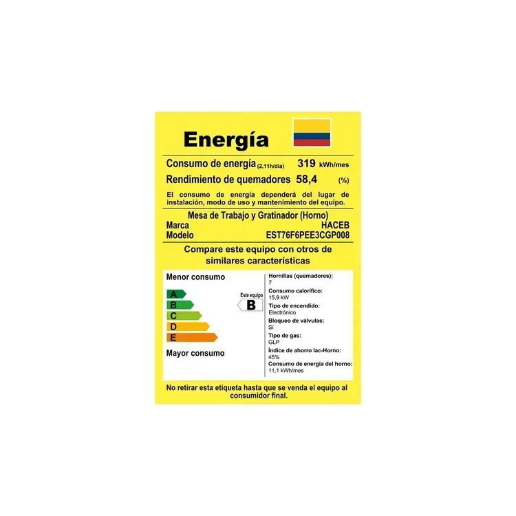 Estufa de Piso Haceb 6 puestos 76 cm Gas Propano Cristal Negra img #10