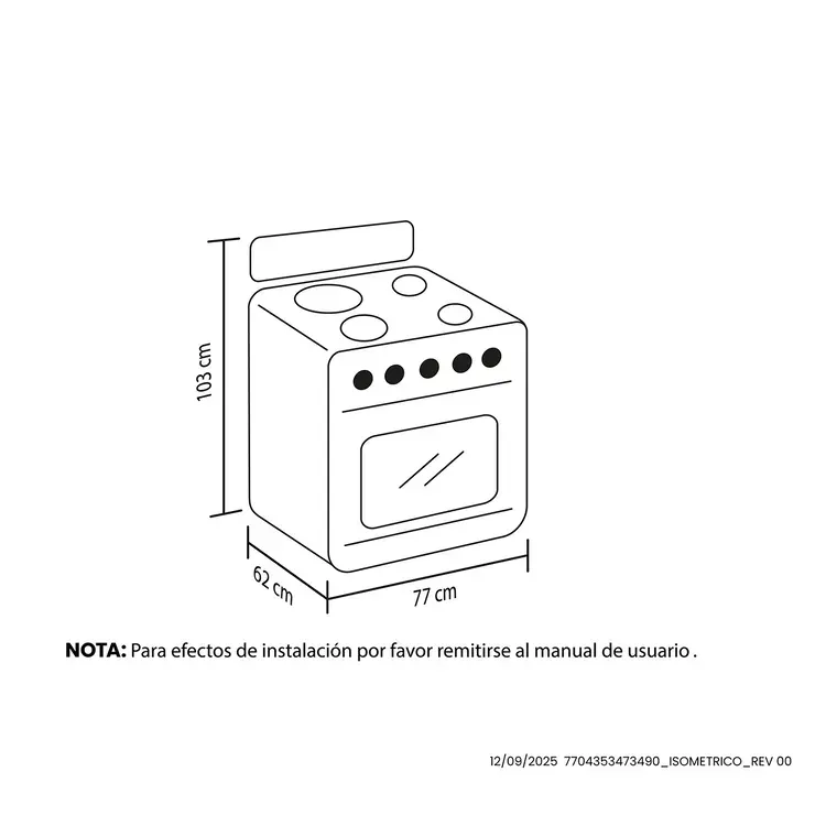 Estufa de Piso Haceb 6 puestos 76 cm Gas Propano Cristal Negra img #2