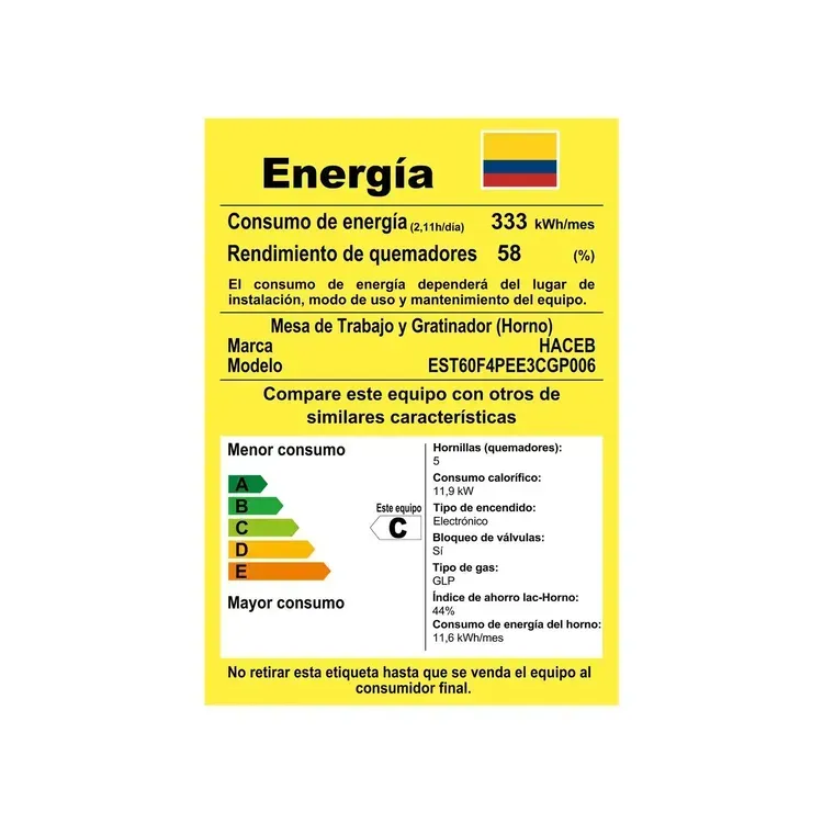 Estufa de Piso Haceb 4 Puestos 60 cm Horno Gas Propano Cristal Negra img #10