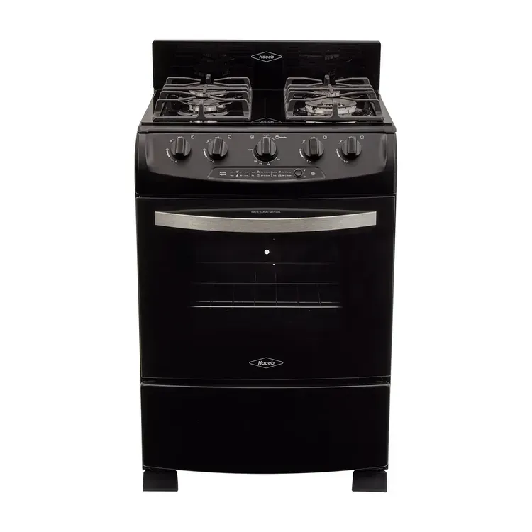 Estufa de Piso Haceb 4 Puestos 60 cm Horno Gas Propano Cristal Negra img #1
