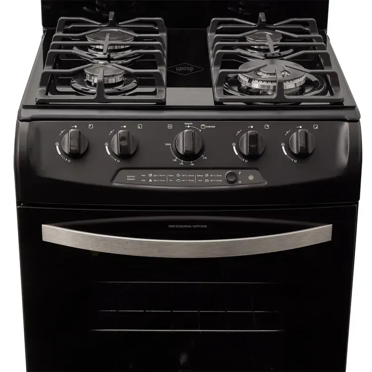 Estufa de Piso Haceb 4 Puestos 60 cm Horno Gas Propano Cristal Negra img #5