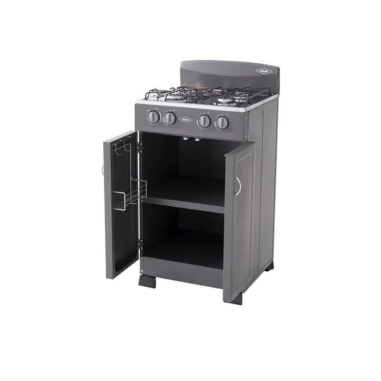 Estufa de Piso Haceb 4 Puestos 3x1 Gas Propano Mixta Gabinete Plata img #5