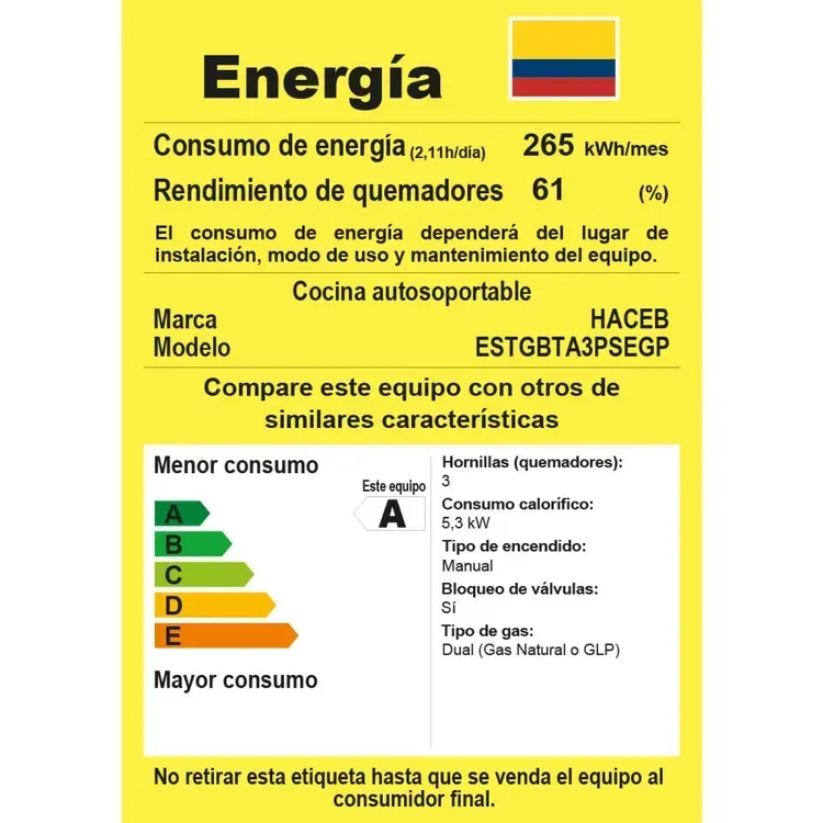 Estufa de Piso Haceb 4 Puestos 3x1 Gas Propano Mixta Gabinete Plata img #8