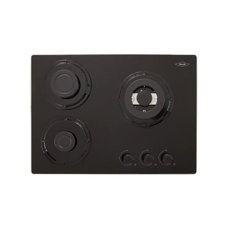 Estufa de Empotrar Haceb 3 Puestos Fogón Plata Triple Corona 60x43 cm Gas Natural Cristal Negra img #4