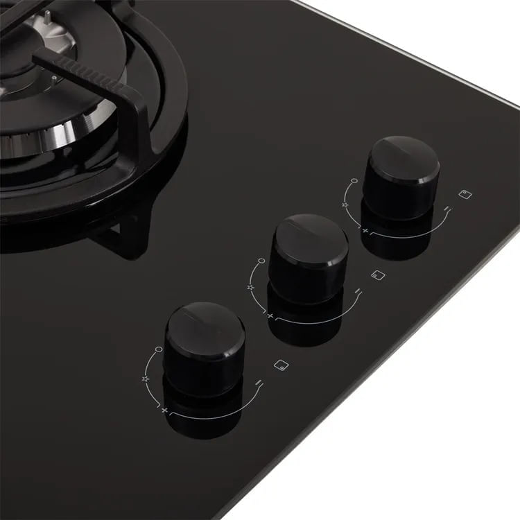 Estufa de Empotrar Haceb 3 Puestos Fogón Plata Triple Corona 60x43 cm Gas Natural Cristal Negra img #6