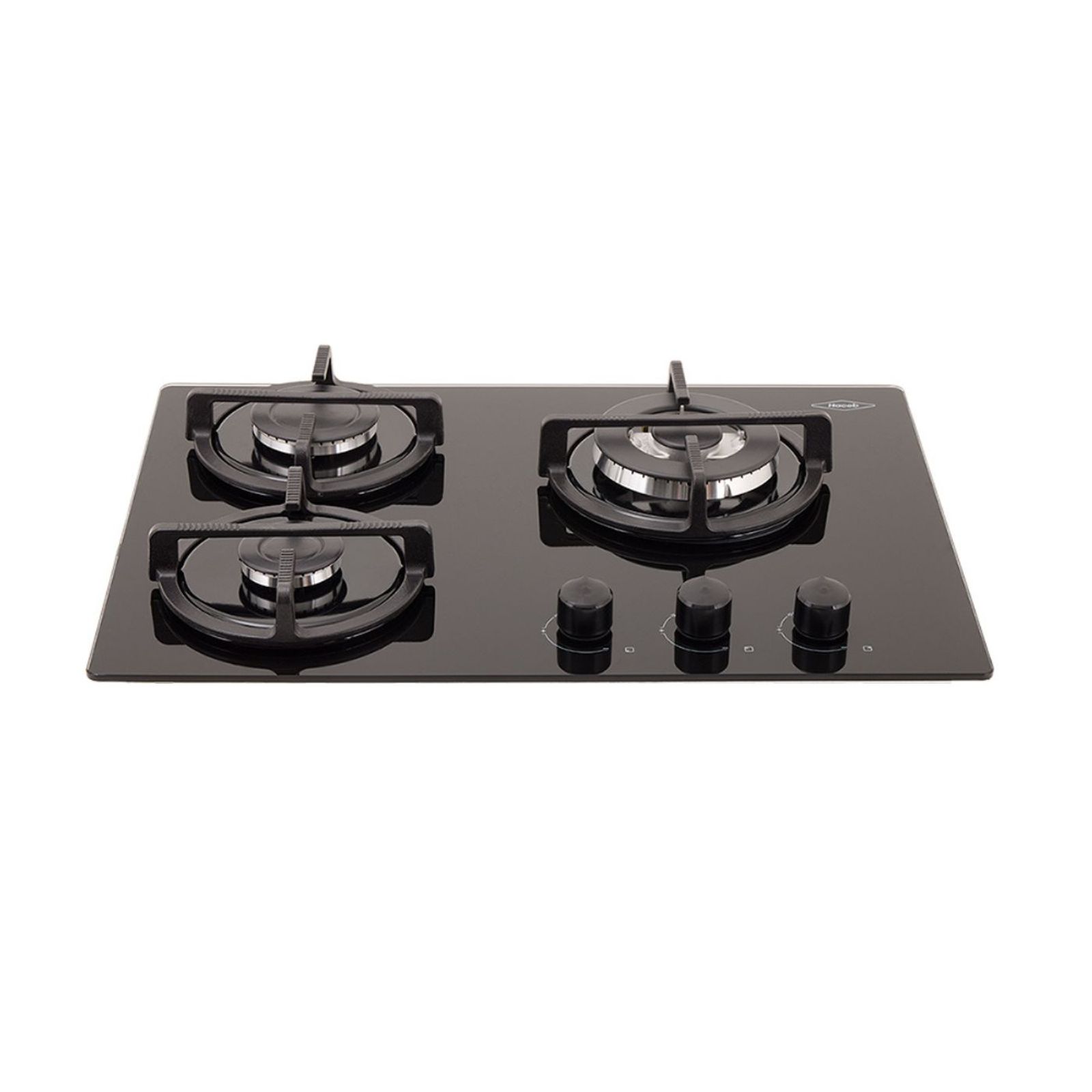 Estufa de Empotrar Haceb 3 Puestos Fogón Plata Triple Corona 60x43 cm Gas Natural Cristal Negra img #1