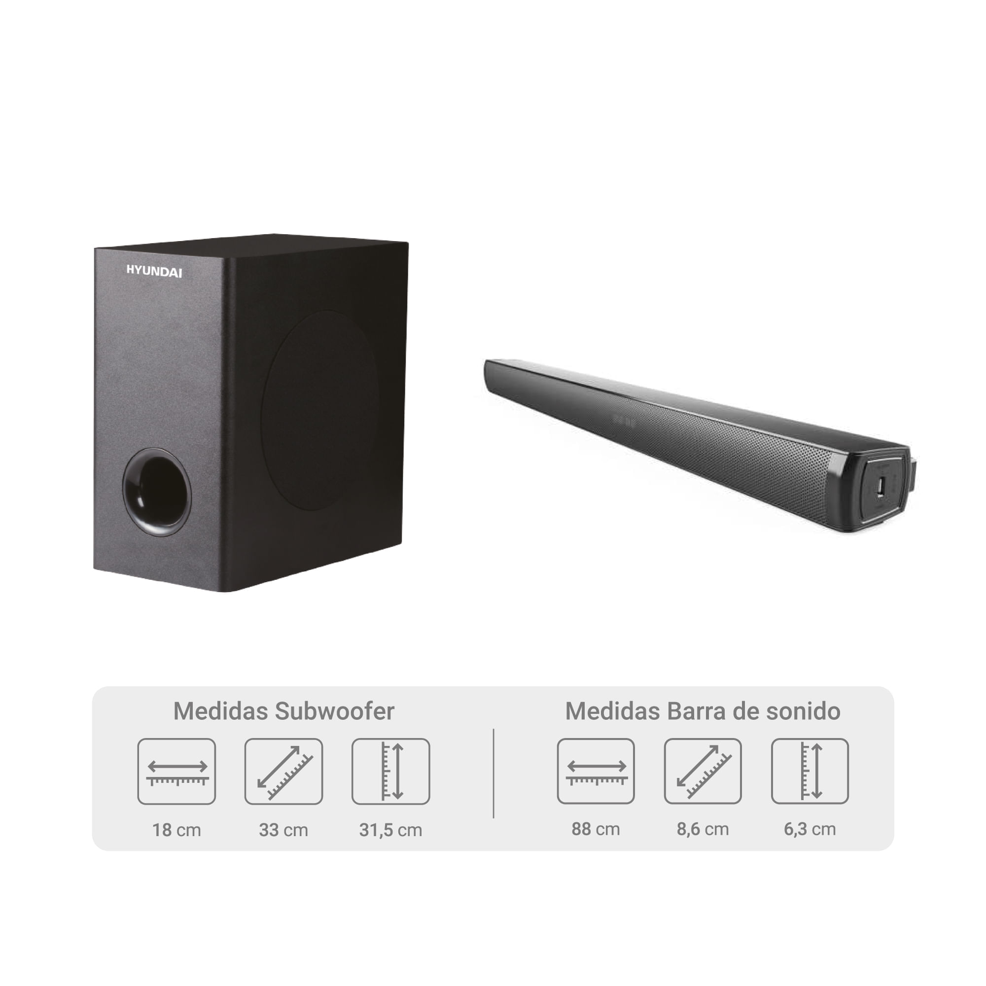 Barra de Sonido Hyundai 160 Watts HYSB336W Negro img #4