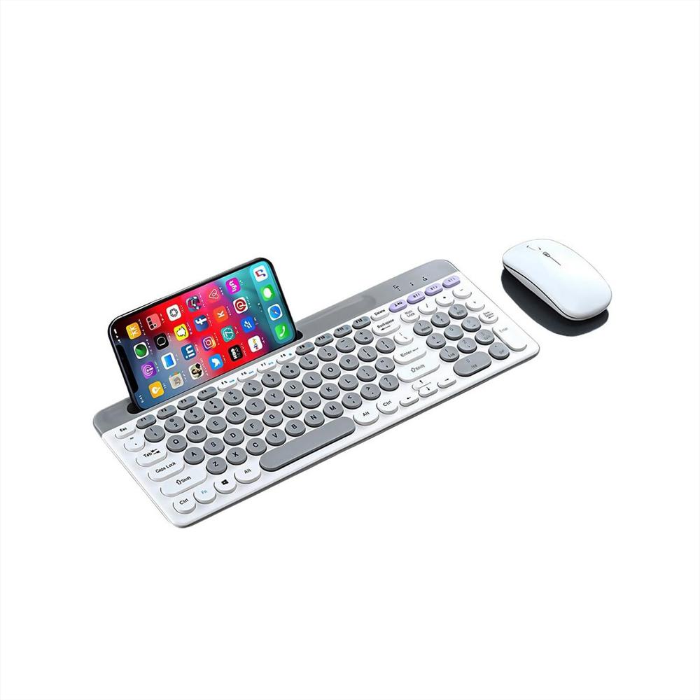 Combo Teclado Bluetooth + Mouse Inalámbrico Multidispositivo Blanco img #1
