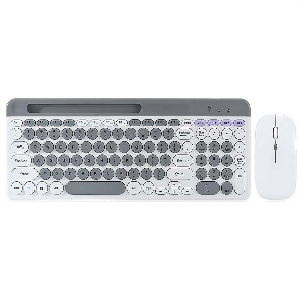 Combo Teclado Bluetooth + Mouse Inalámbrico Multidispositivo Blanco img #2