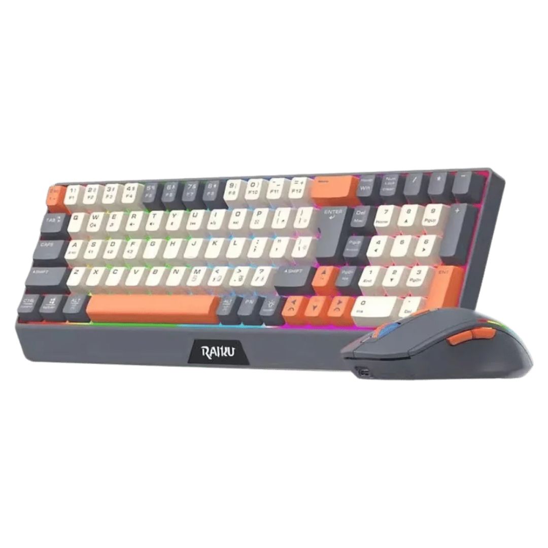 Combo Teclado Y Mouse Inalámbrico RGB R908 Raiku 57118 Gris img #1