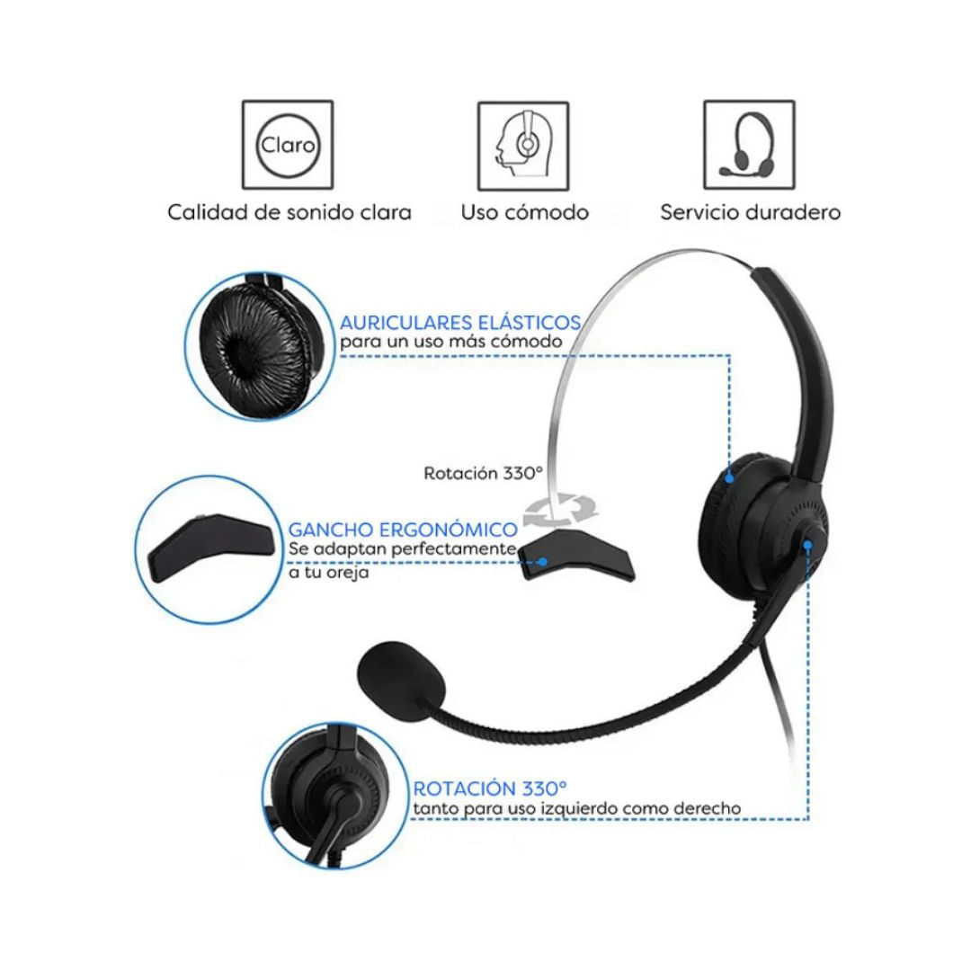 Auriculares Mono De Tráfico Tipo Callcenter 3.5 Mm 40020 img #5