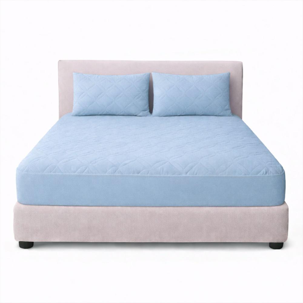 Combo Protector Doble Acolchado Celeste 140X190cm img #1