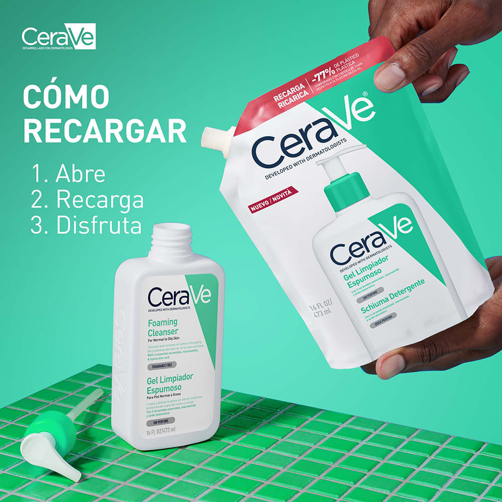 Refill Gel Limpiador Espumoso Para Piel Normal A Grasa - CeraVe img #4