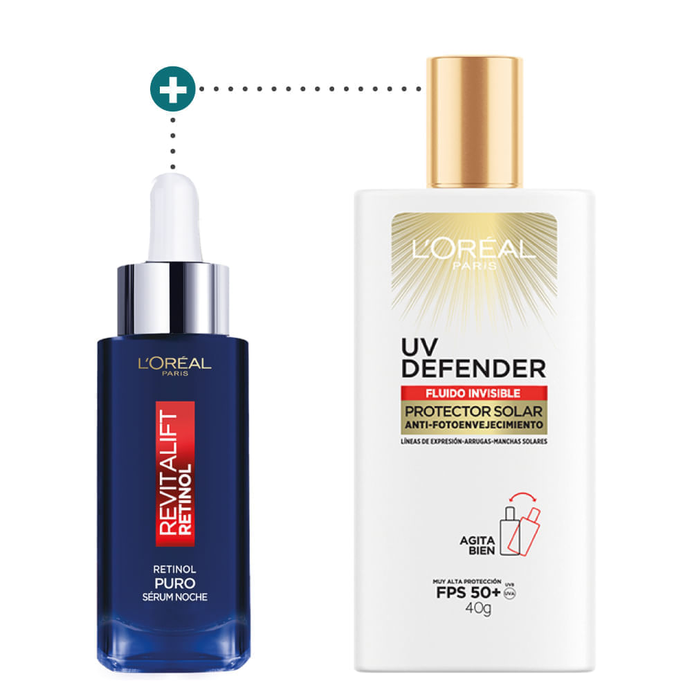 Kit Loreal Paris Serum Rostro Retinol + Protector Solar UV Defender Fluid img #1