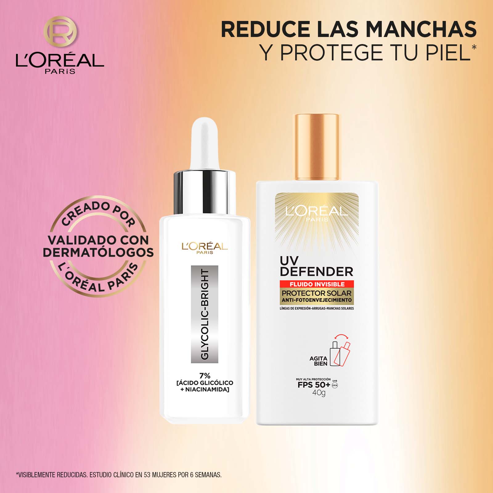 Kit LOreal Paris Serum Rostro Ácido Glicólico + Protector Solar UV Defender Fluid img #3