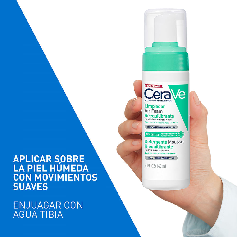 Limpiador Air Foam Reequilibrante Para Piel Normal a Mixta - CeraVe img #4