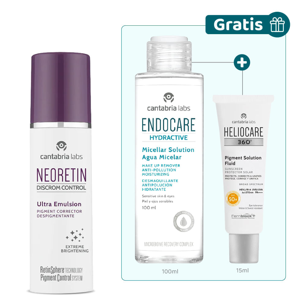 Kit Neoretin Ultra Emulsión 30ml + Gratis Hydractive Micelar 100 ml + Gratis Heliocare Pigment Solution 15 ml - Cantabria Labs img #1