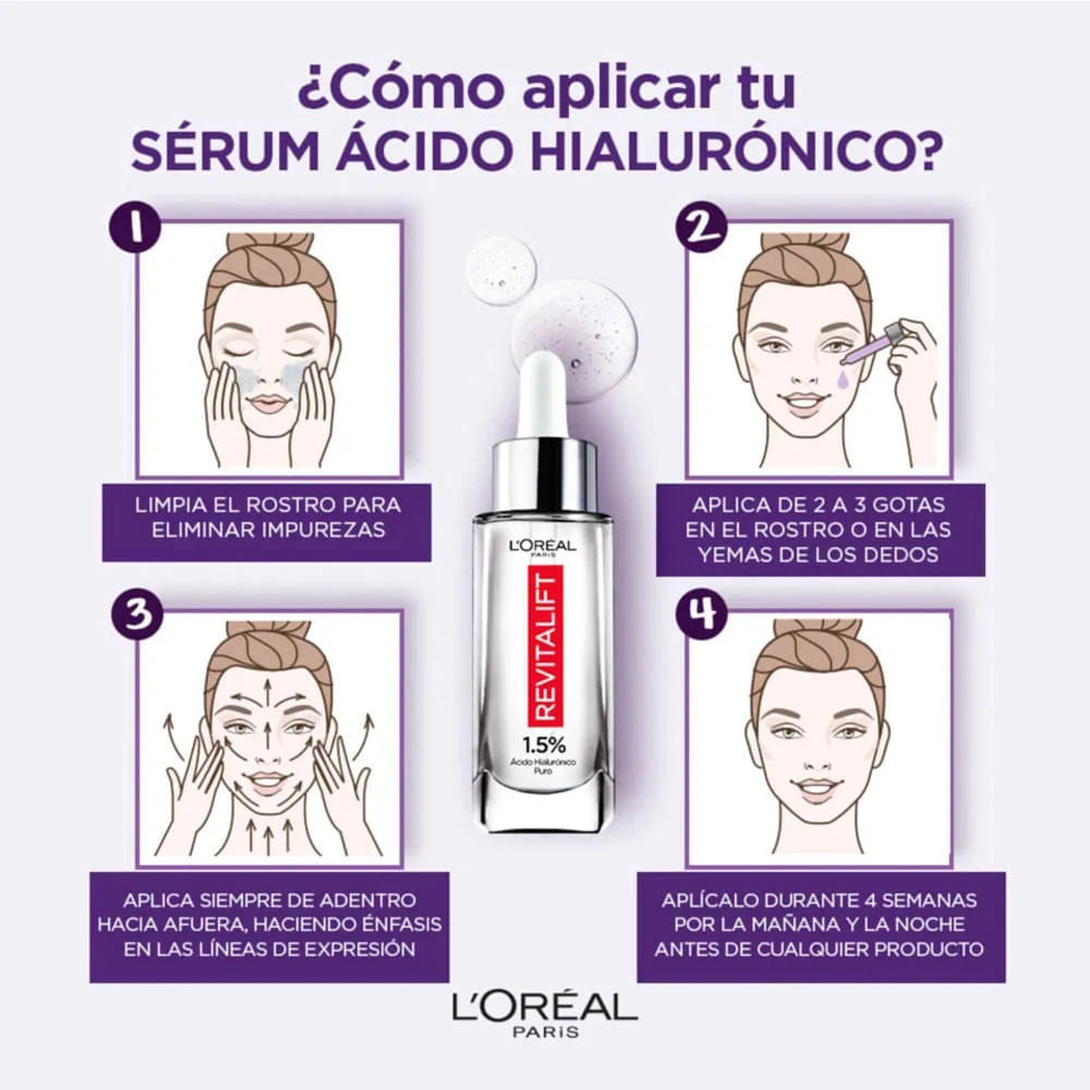 Kit Loreal Paris Ácido Hialurónico Serum Rostro + Crema Día + Crema Noche img #3