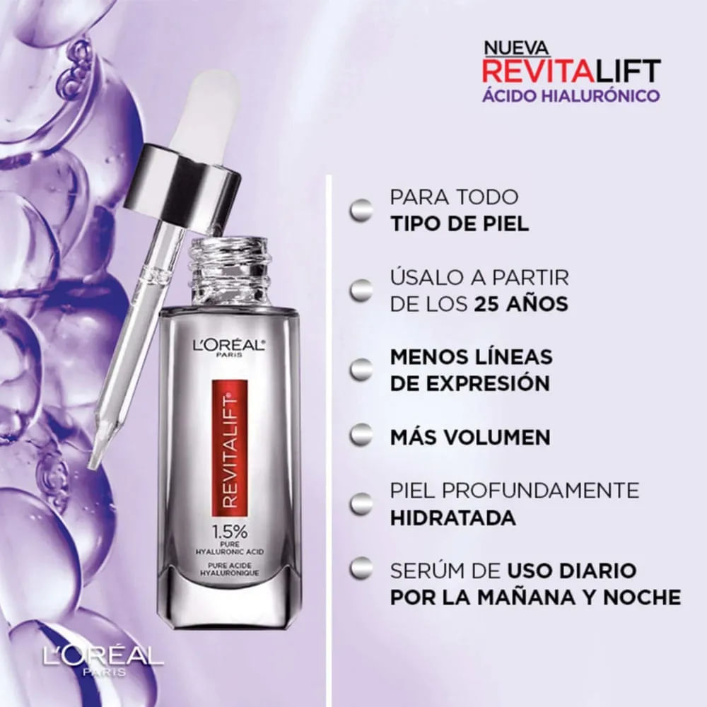 Kit Loreal Paris Ácido Hialurónico Serum Rostro + Crema Día + Crema Noche img #2