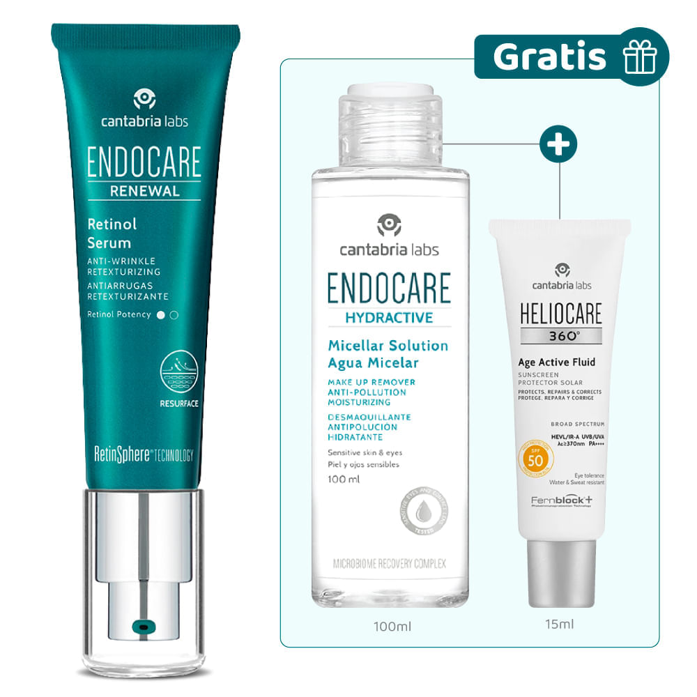 Kit Endocare Renewal 02% 30 ml + Gratis Hydractive Micelar 100 ml + Gratis Heliocare Age Active 15ml - Cantabria Labs img #1