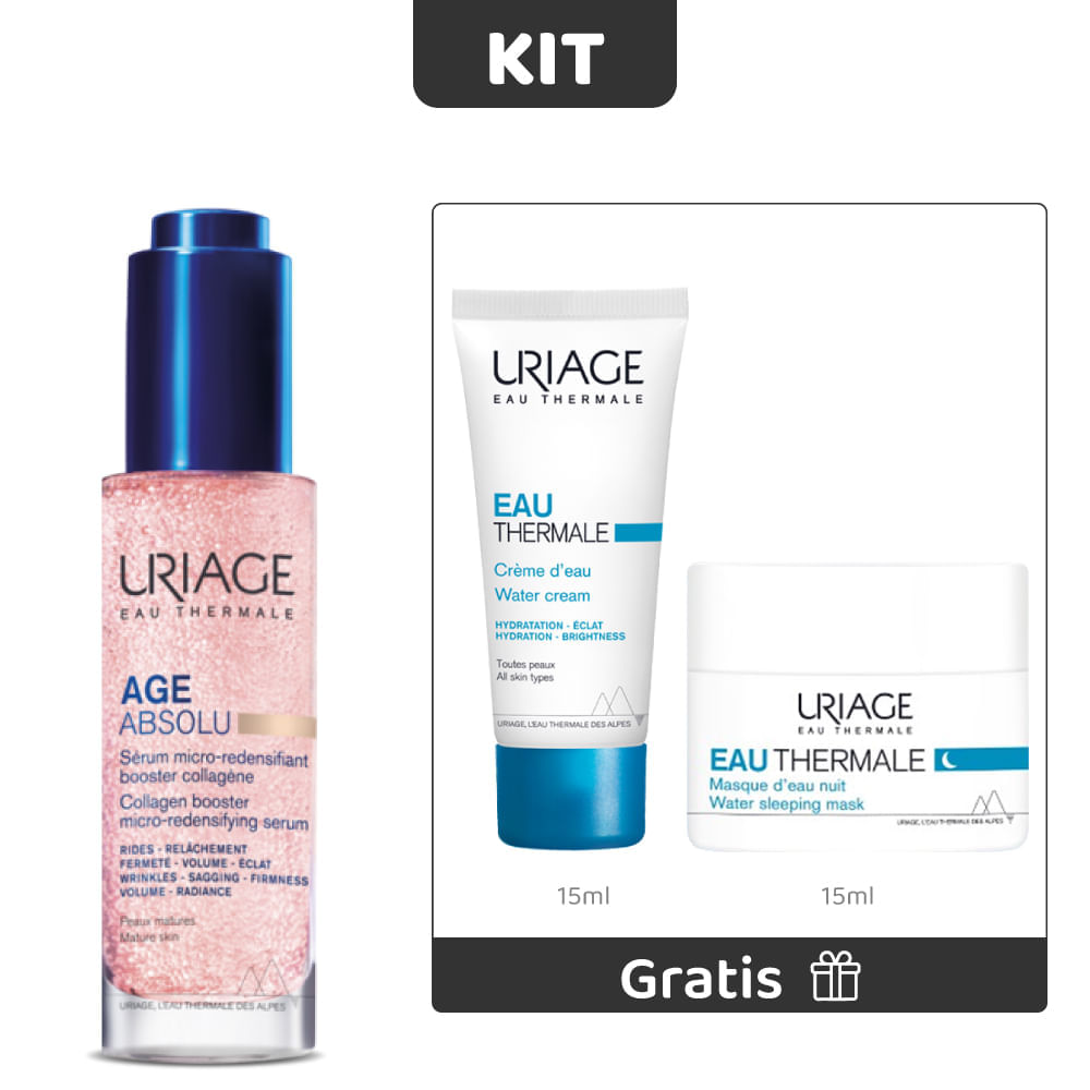 Kit Age Absolu Suero 30 ml + Gratis Agua Termal Crema 15 ml + Gratis Agua Termal Mascarilla De Noche 15 ml - Uriage img #1