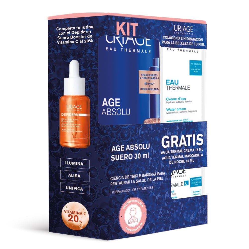 Kit Age Absolu Suero 30 ml + Gratis Agua Termal Crema 15 ml + Gratis Agua Termal Mascarilla De Noche 15 ml - Uriage img #2
