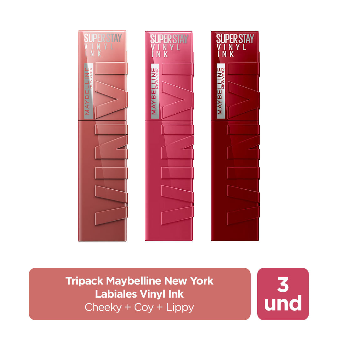 Kit Maybelline New York  Labiales Vinyl Ink Cheeky + Coy + Peachy img #2
