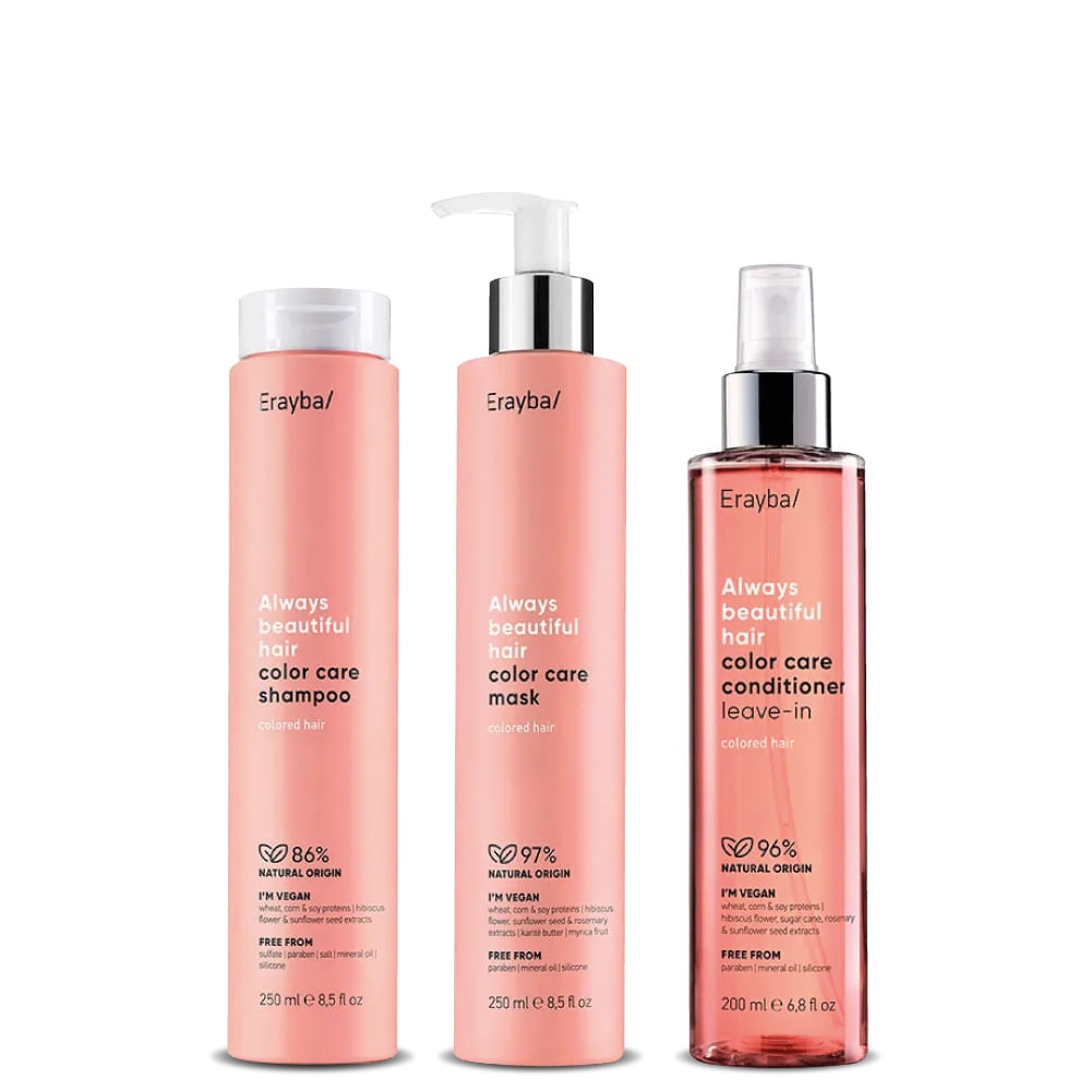 Kit Color Care - Cuidado Color: Shampoo 250 ml + Mascarilla 250 ml + Acondicionador 200 ml - Erayba img #1